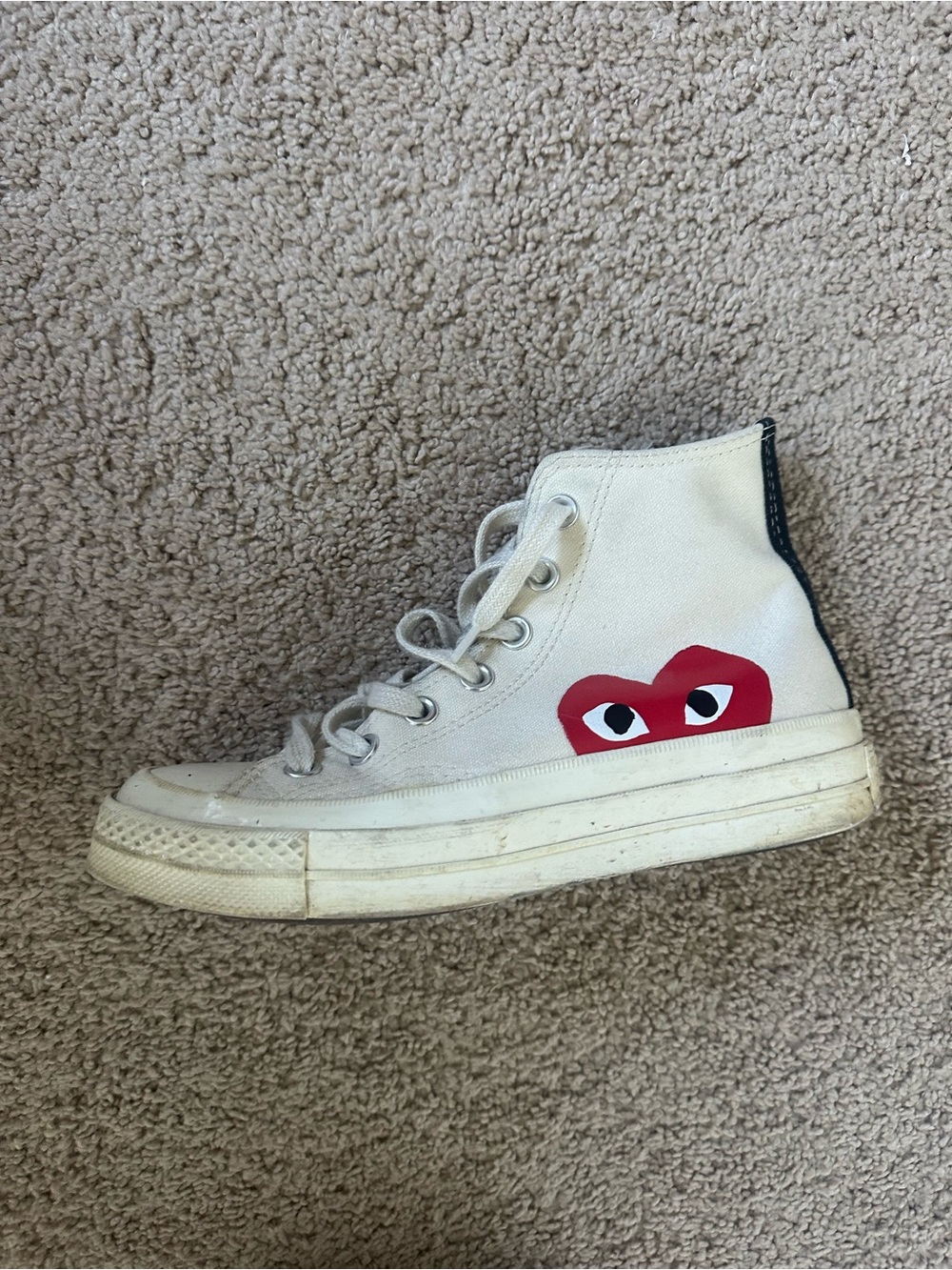Converse White High-Top Sneakers with Red Heart Graphic